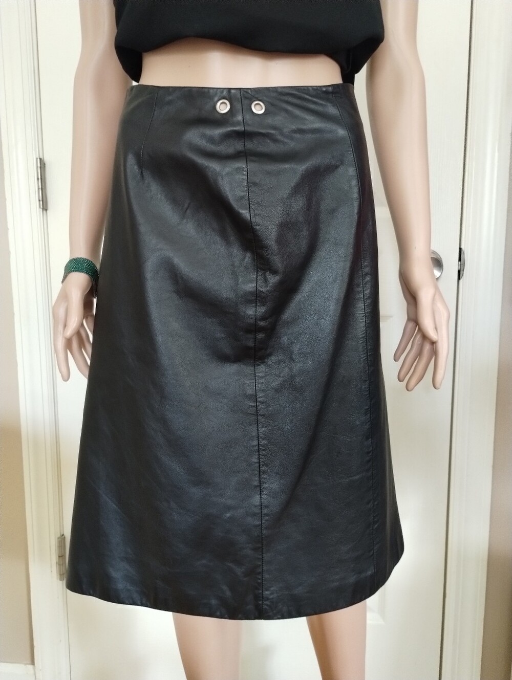 Prada Black Leather Pencil Skirt 6